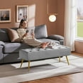 thumbnail image 4 of BOBOKY Modern Ottoman Bench, Upholstered Boucle Footrest for Living Room with Gold Metal Legs, Ivory Padded Seat Storage Bench, Compact Entryway Bedroom Stool,16"D x 45"W x 17"H,Grey, 4 of 18