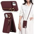 thumbnail image 3 of iPhone 11 Case for Women with Card Holder, iPhone 11 Phone Case Wallet with Strap,Crossbody Lanyard Cases with Credit Card Slots Kickstand with Ring Holder Stand Case,6.1 Inch,Burgundy, 3 of 15
