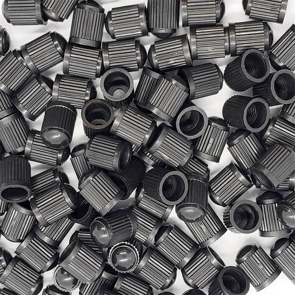 (1000) Black Plastic Tire Caps Air Valve Stem Dust Cover - Car Bike Truck Wheel
