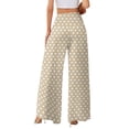 thumbnail image 5 of Dweltoz Wide Leg Palazzo Pants for Women Polka Dot Straight Long Trousers High Waist Lightweight Work Outfits with Pockets,Beige S, 5 of 5