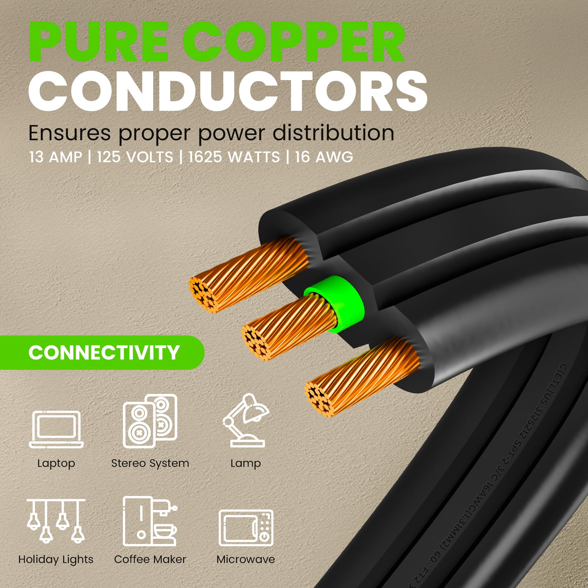 GEARit 360 Rotating Flat Plug Extension Cord (25ft, Black) Multi 3-Outlet Extension 16 AWG Wire, Adapter for Small Spaces, Right Angle Socket, ETL Certified - 25 Feet
