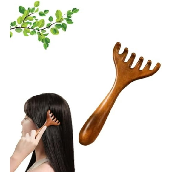 Six-Claw Meridian Massage Comb, 2 Pack Wood Scalp Massager, Head Massager Scalps Protable for Mother, Sister and Lover (C#1-1 PCS)