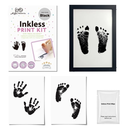 3 Pack Baby Handprint and Footprint Kit, Inkless Newborn Keepsake Frame Set, Gentle No-Mess Baby Print Kit with Gift Box, 2 Print Sheets, 2 Inkless Wipes & Black Picture Frame, Perfect Baby Shower