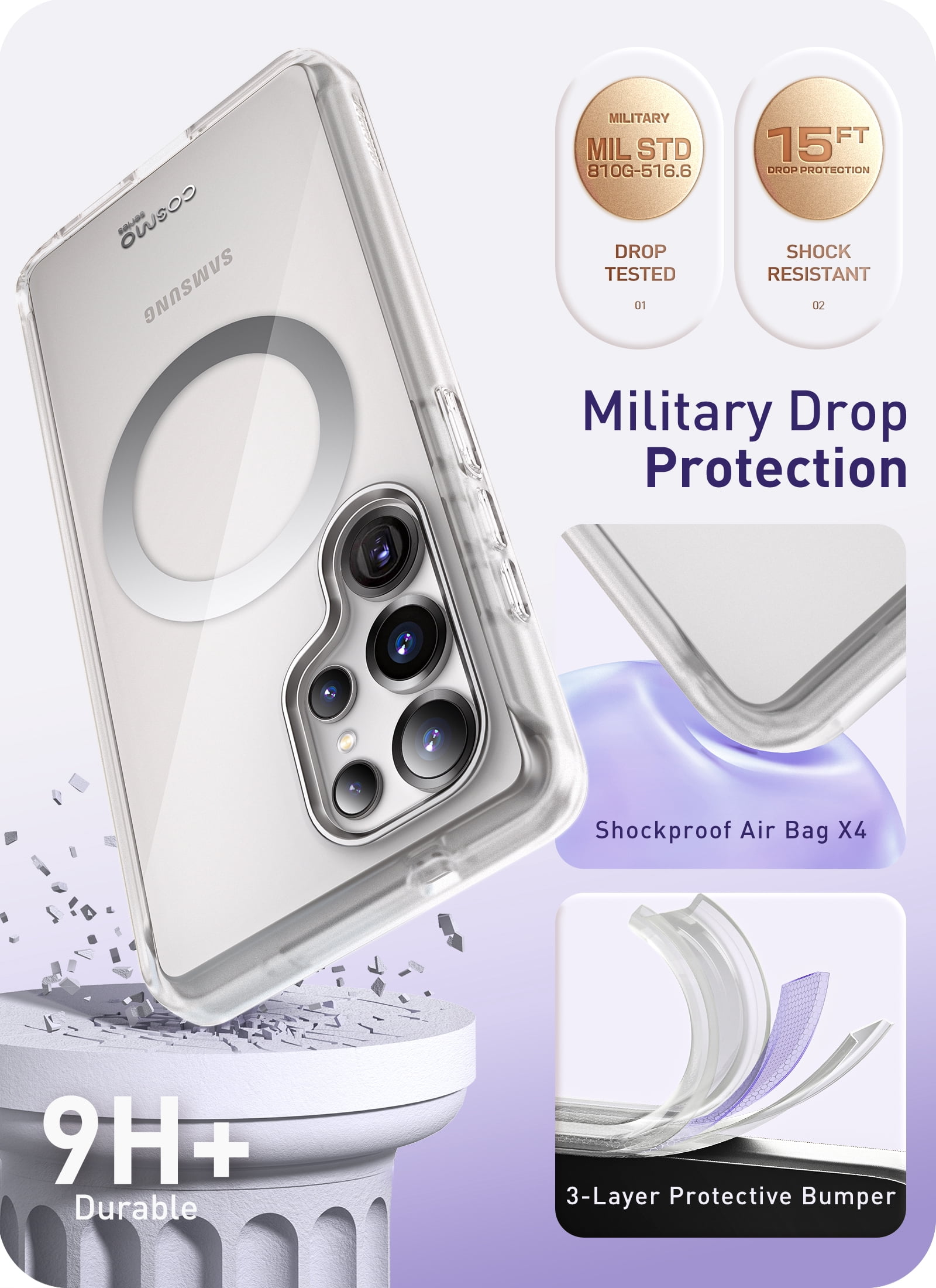 i-Blason Cosmo for Samsung Galaxy S25 Ultra Case MagSafe with Built-in Screen Protector [Support Fingerprint ID & Wireless Charger] Full-Body Slim Magnetic Phone Case Cover for S25 Ultra, Clear