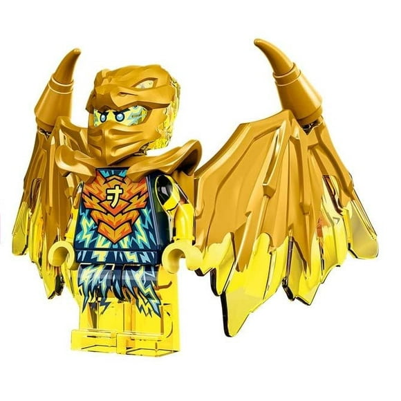 LEGO Ninjago Cristallisé: Minifigurine de Dragon Doré Jay avec Nunchakus de Foudre