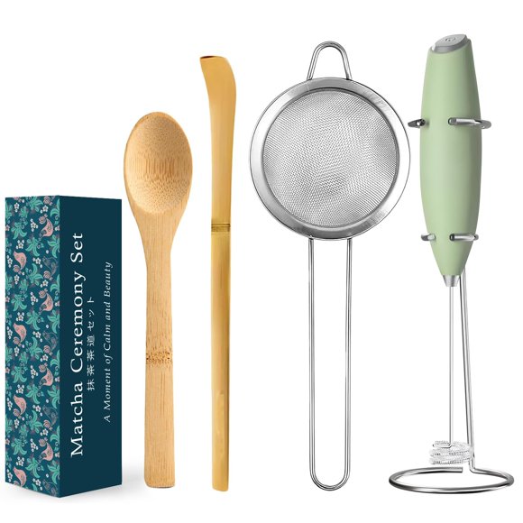 Kit MONOJOY de batidor eléctrico para matcha de 4 piezas