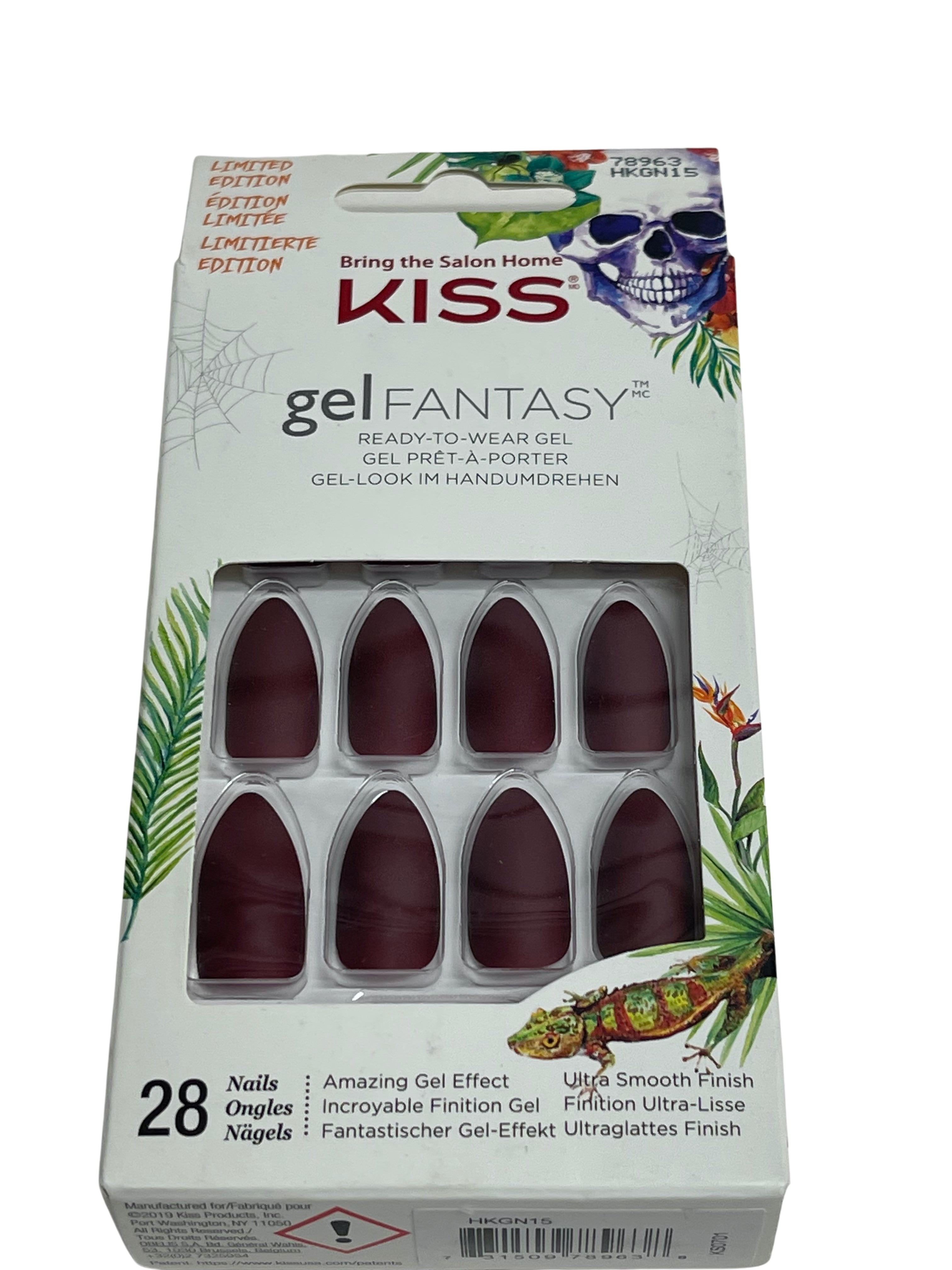 Kiss Limited Edition Gel Fantasy Nails - Matte Burgundy, Almond - HKGN15