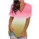 thumbnail image 2 of Fiudx Camisas para Mujer Blusa con Estampado Degradado a La Moda para Mujer, Camisetas Holgadas de Manga Corta con Cuello En V, 2 of 7