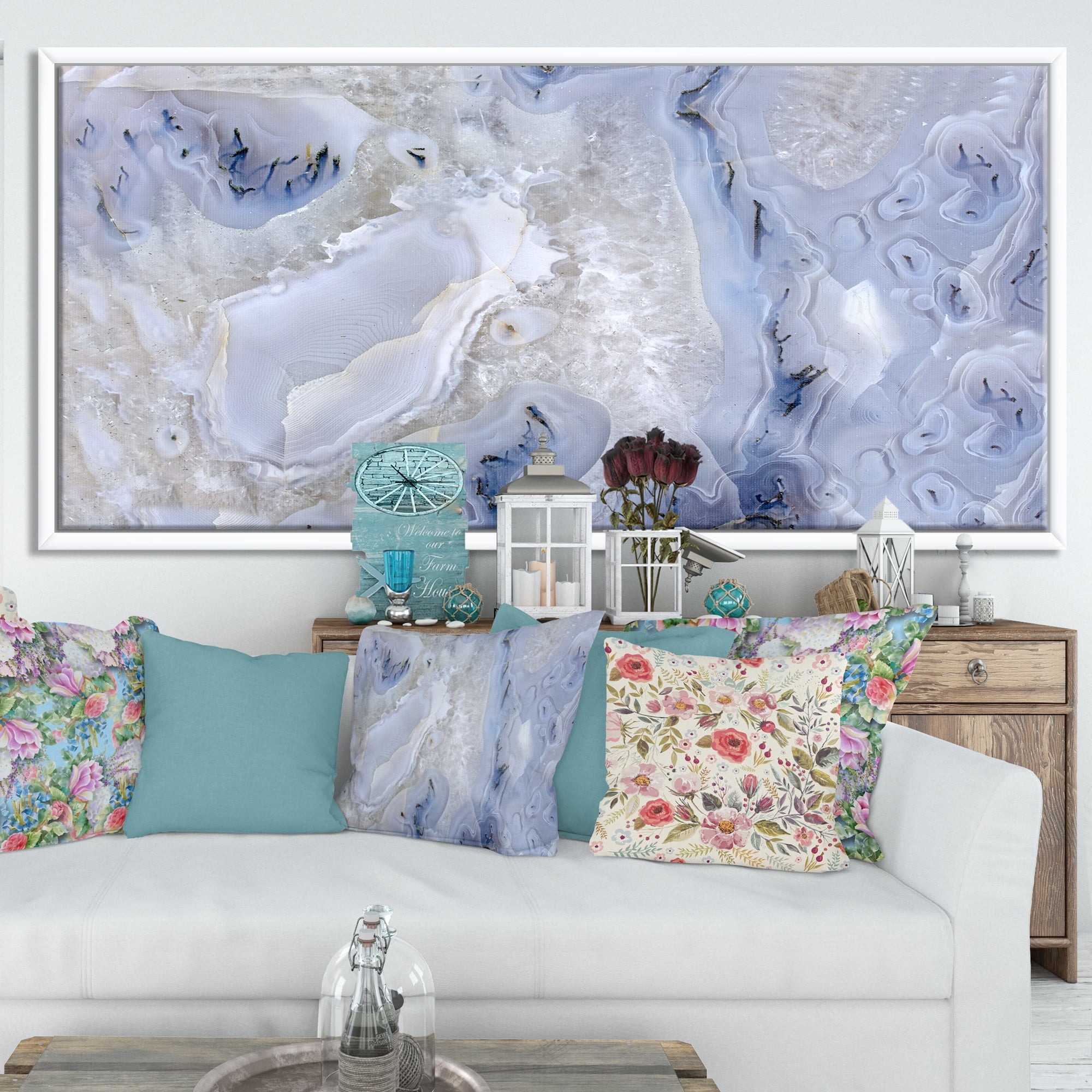 Designart ' Agate Stone Background ' Abstract Framed Canvas Wall Art Print