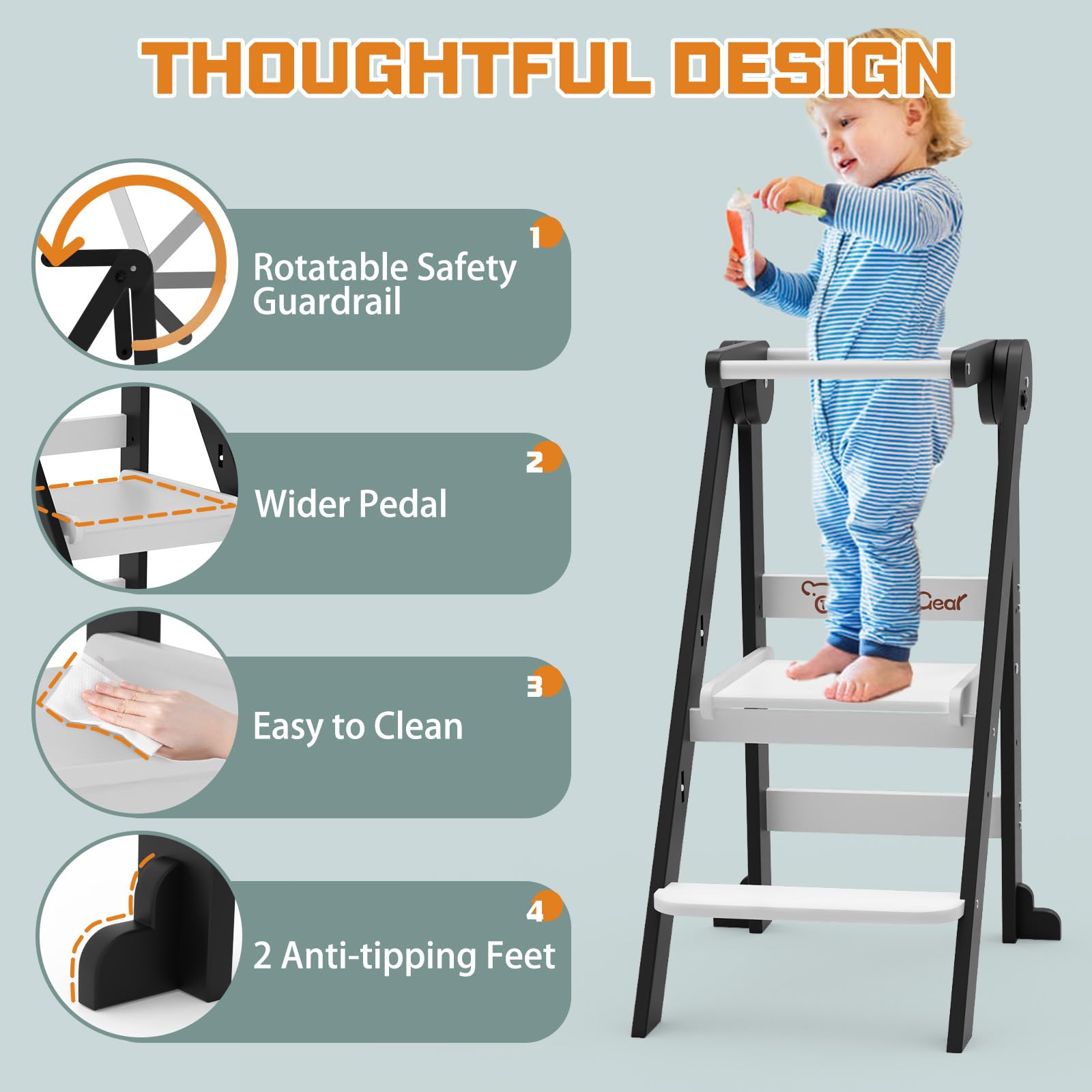 G Taleco Gear Foldable Toddler Kitchen Step Stool Helper photo 5