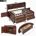 thumbnail image 5 of Full Size Wooden Captain Bed with 4 Drawers, 2 Cabinets & Open Storage Shelves in Antique Brown, 5 of 21