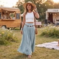 thumbnail image 5 of Boho Maxi Skirts for Women 2026 Summer Cute Flowy Long Skirts Flared A Line Elastic Waist Beach Vacation Resort S, 5 of 8