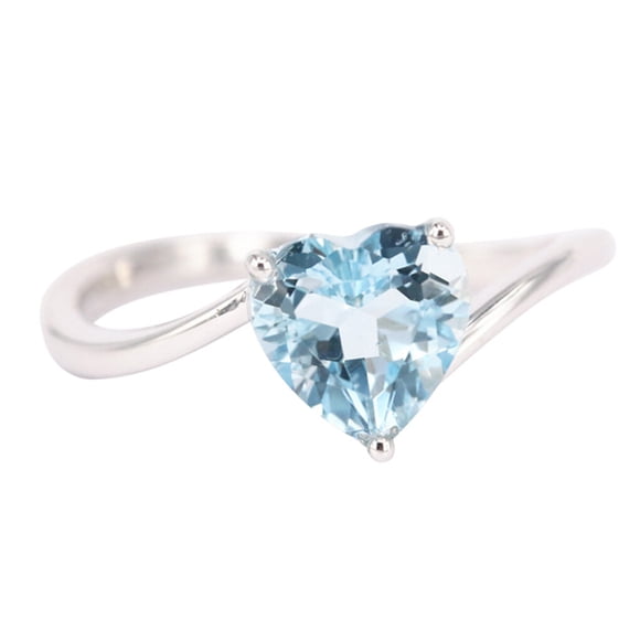 Sea Blue Heart Shape Crystal gemstone jewels opening Opening Ring Women Bridal Wedding Hand Decoration Jewelry Gifts