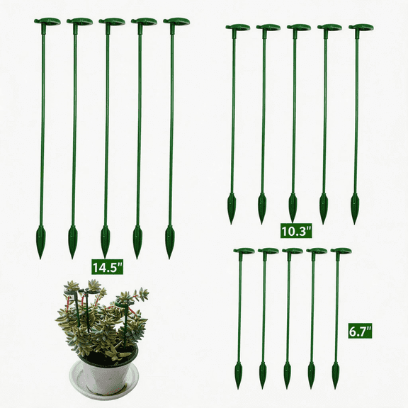 15-Pack Plant Stakes for Indoor Plants, 3-Size (17/27/37 cm) Plant Stakes, Adjustable Indoor Plant Stakes for Orchid and Tomato