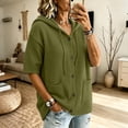 thumbnail image 3 of FAIWAD Short Sleeve Cardigans for Women Plus Size Button up Casual Hooded Sweaters with Pockets, 3 of 6