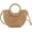 Khaki, variant on Mini Semi-circle Rattan Straw Bag, Hand-woven Women Summer Retro Beach Tote Shoulder Bag Crossbody Travel Beach Bag