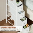 thumbnail image 5 of Eunos Narrow Dresser with 4 Slim Drawers for Bathroom Storage Cabinet Hallway, White Leather, 5 of 7
