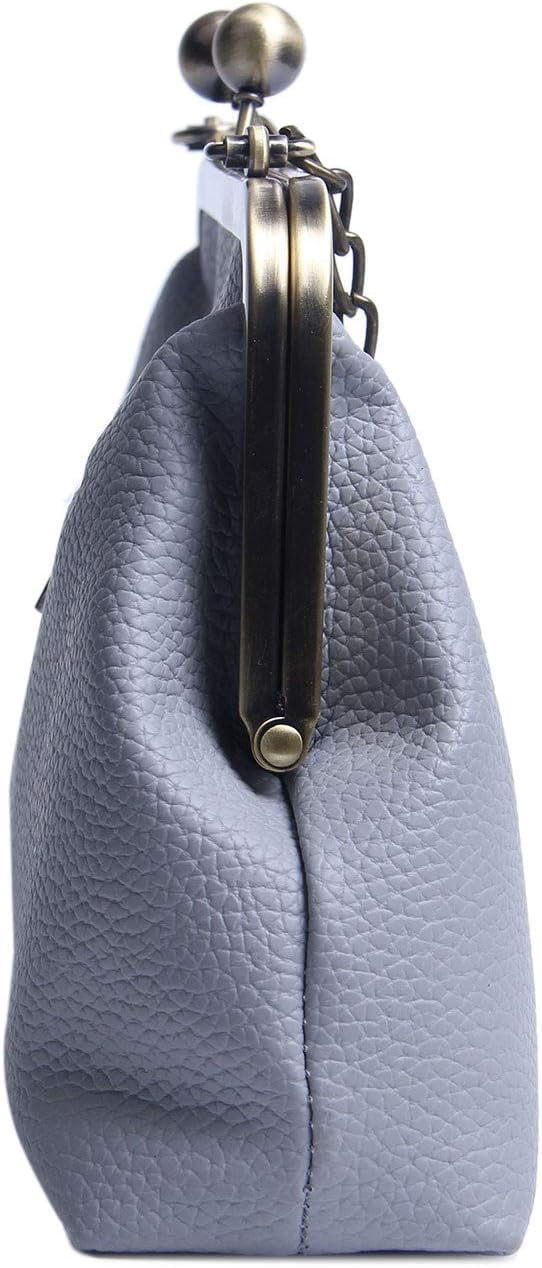 Women Classical Kiss Lock Clutch with Chain Strap Shoulder Bag Purse Wallet