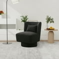thumbnail image 3 of Swivel Accent Chair with Pillow, Armless Comfy Teddy Round Swivel Boucle Chair, Modern 360 Degree Swivel Single Sofa Chairs with Swivel Round Base for Living Room, Bedroom, Home Office(Black), 3 of 6