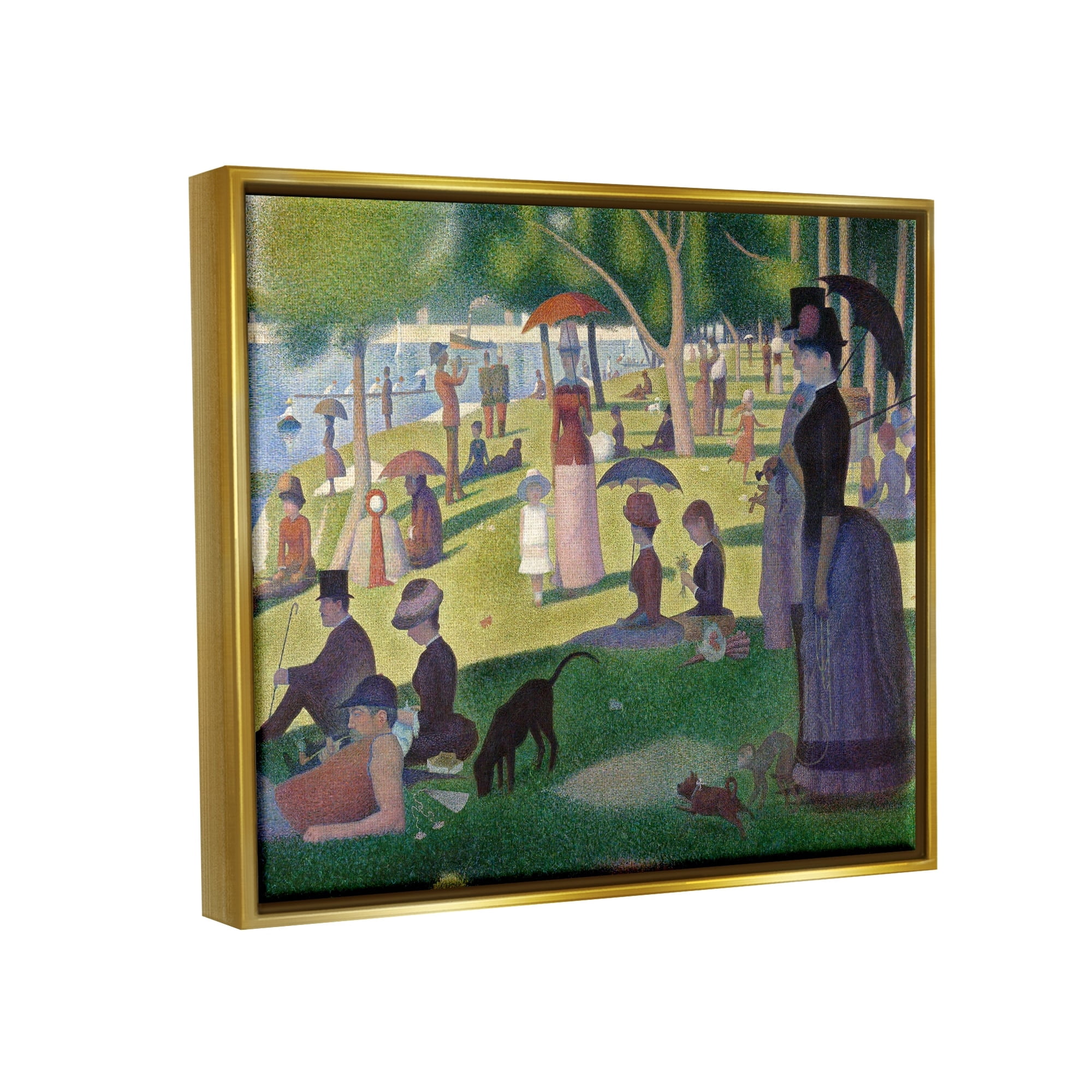 Stupell Industries Sunday on La Grande Jatte Georges Seurat Classic Painting Painting Metallic Gold Floating Framed Canvas Print Wall Art, Design by one1000paintings