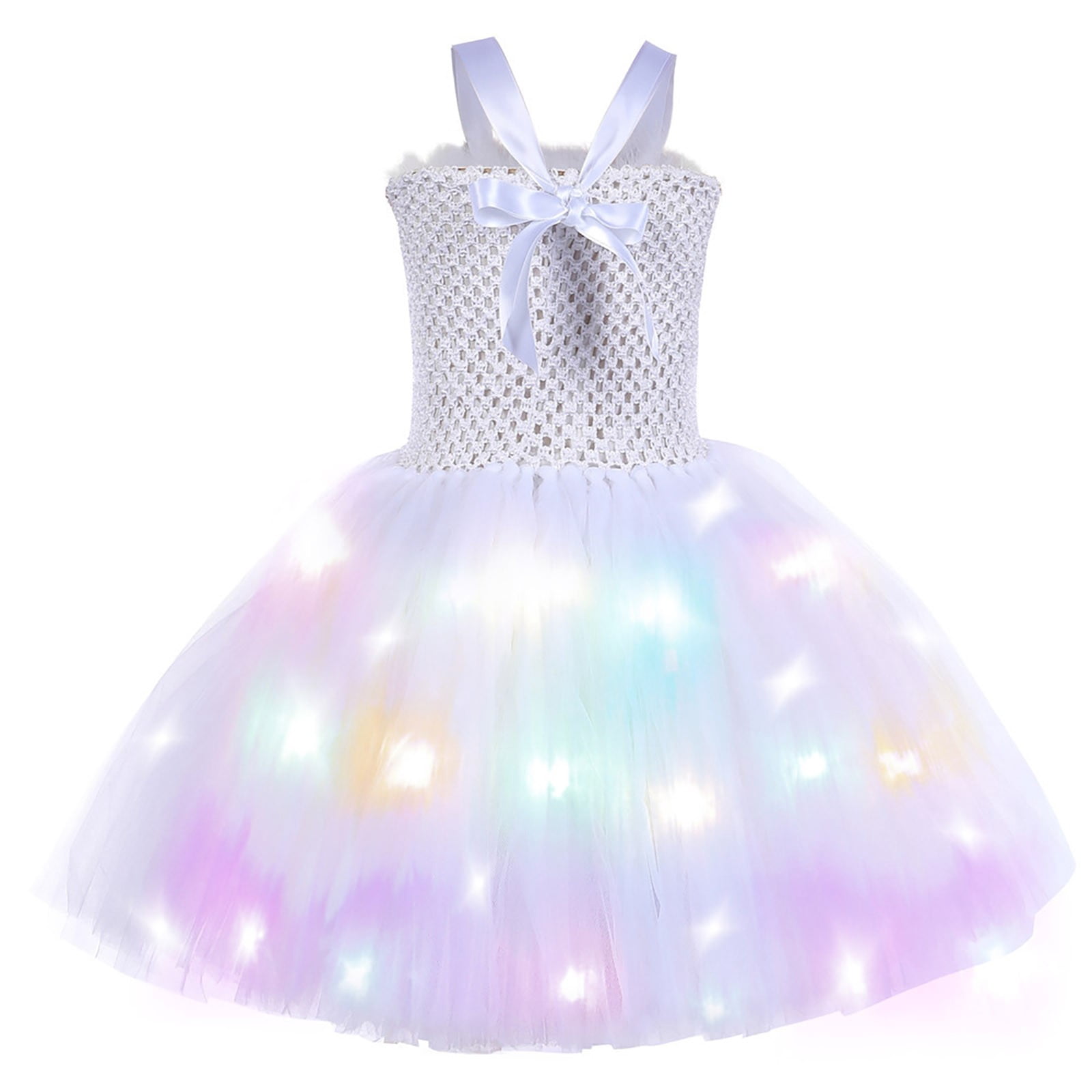 Mercatoo Kids Girls 𝐕alentine's Day Princess Dress Light Up Tutus LED Lights Stage Show 𝐂ostume with Wing Set Birthday Dress