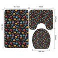 thumbnail image 3 of Black Colorful Skull Bone Pattern Bathroom Rugs Sets 3 Piece,Toilet Cover Set,Absorbent Non Slip Bathroom Mats Sets with U-Shaped Contour Rug Toilet Rug Set, 3 of 5