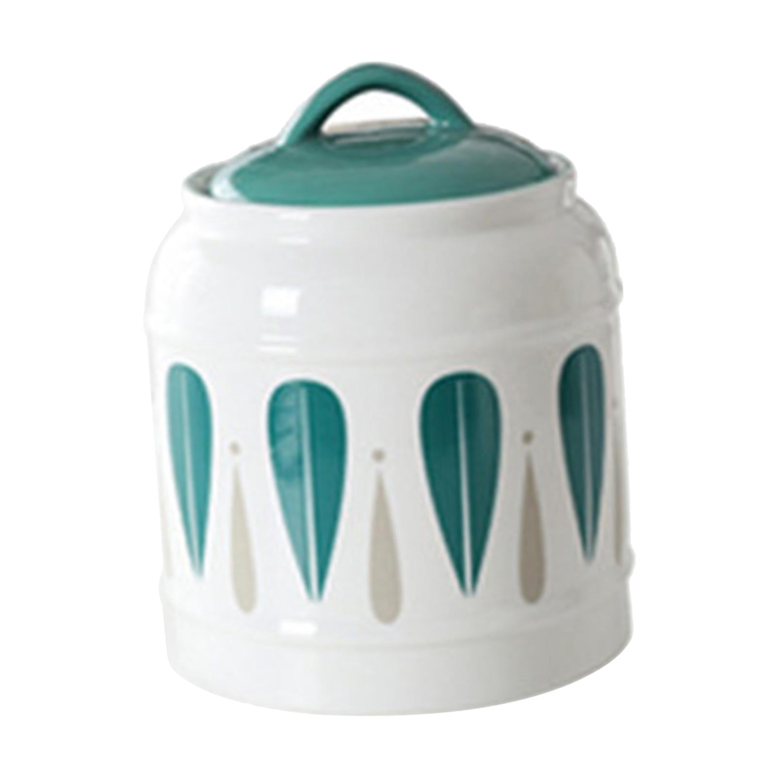 Ceramic Jar with Airtight Lid Food Storage Jar Porcelain Dry Food Container Tea Canister Pet Treat Storage Container for Rice 17cmx20cm