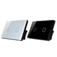 thumbnail image 4 of Interruptor táctil de lámpara de pared de 1 vía de de cristal . UU. LED Backlig 2 Gang Negro jinwen Interruptor de panel táctil de pared, 4 of 5