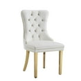 thumbnail image 5 of Velvet Dining Chairs Set of 2, Upholstered Tufted Dining Chairs with Stainless Steel Legs & Pull Ring for Dining Room, Living Room(Gold White), 5 of 6