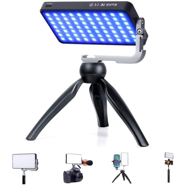 IVISII G2 Luz de cámara RGB de bolsillo 32 Wh Batería recargable incorporada de 4300 mAh Gama de colores 360 9 efectos de luz Panel de luz de video LED 2600-10000 K con cuerpo de aleación de aluminio