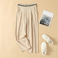 thumbnail image 2 of Timegard Lounge Pants for Women Straight Leg Elastic Waist Ruched Lightweight Pants Fall Casual Trousers, 2 of 4