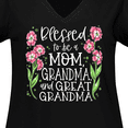 thumbnail image 4 of Inktastic Blessed to Be a Mom, Grandma, and Great Grandma Pink Flowers Women's Plus Size V-Neck T-Shirt, 4 of 5