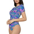 thumbnail image 2 of The Xecao Colorful Mushrooms Women's Crew Neck Body Suit, a short-sleeved bodysuit and basic swimsuit, both comfort and style for dating and daily life, 2 of 9