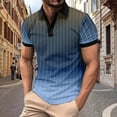 thumbnail image 2 of FUZHIQ Men's Polo Shirts Short Sleeve Gradient Vertical Striped Print Casual Golf Polo Breathable Soft Fabric Business Work Daily Wear Fashion Collared Shirt,L, 2 of 6