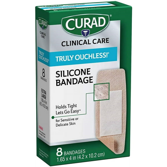 Curad Truly Ouchless Silicone Bandages, X-Large 8 ea (Pack of 4)