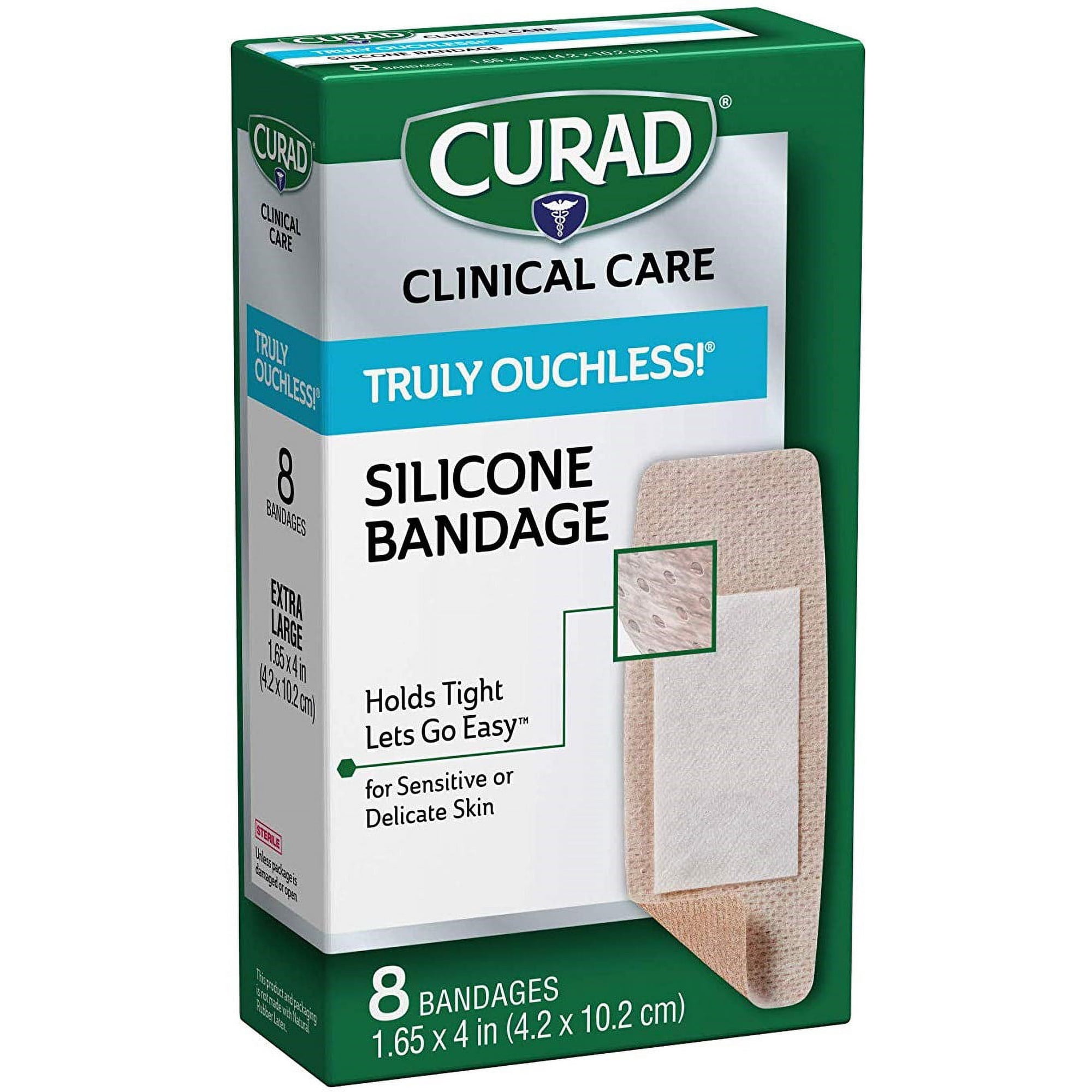 Curad Truly Ouchless Silicone Bandages, X-Large 8 ea (Pack of 2)
