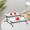 thumbnail image 3 of GUOOL 2 Tier Serving Plate Cake Cupcake Stand Snack Display Tray Dessert Serving Plate white, 3 of 9
