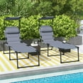 thumbnail image 4 of Demi Bonn 2-Piece Outdoor Folding Lounger Chair with 4-Position Backrest, Comfortable Cushions & Sun Canopy for Beach, Yard, Patio, Gray, 4 of 11