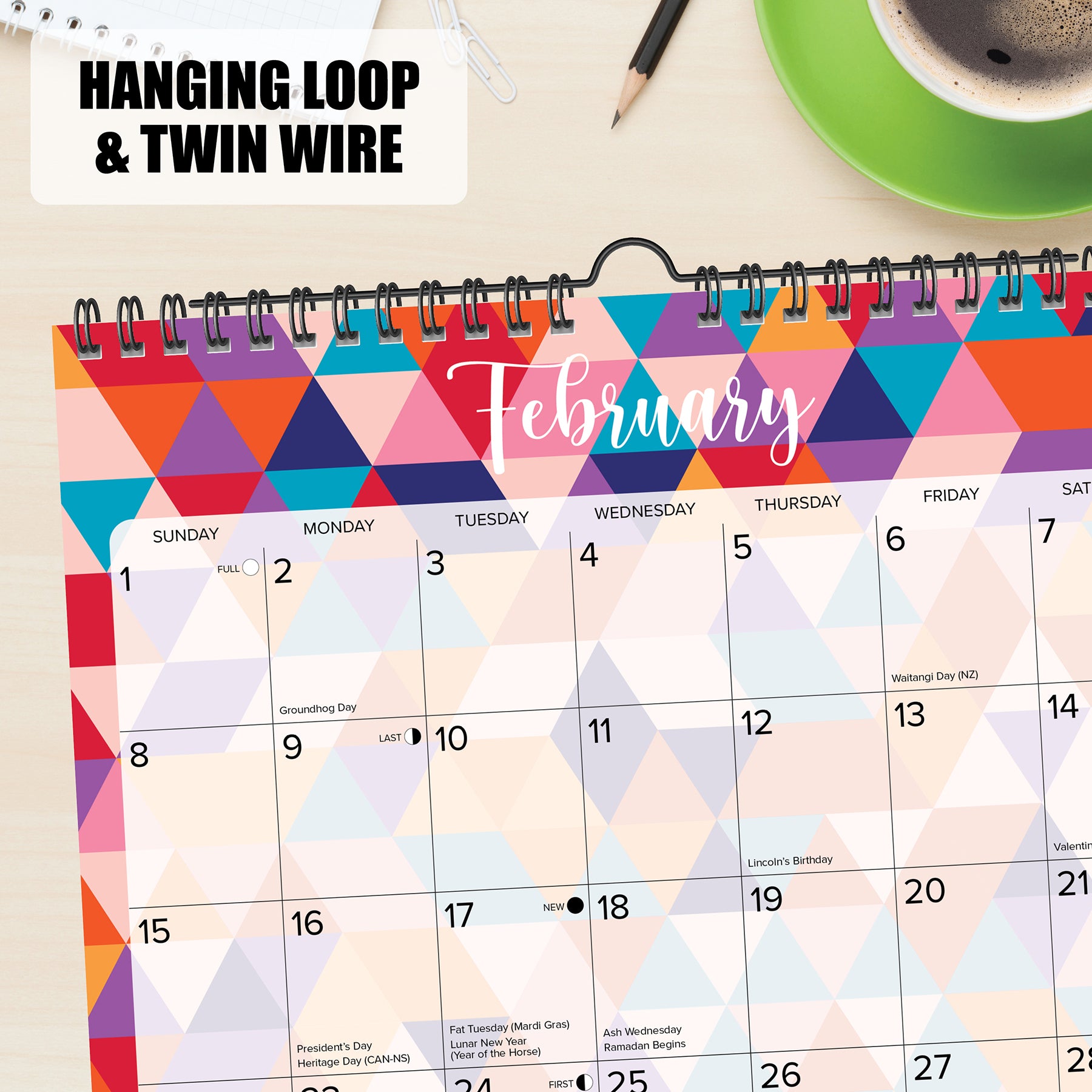 Geometric 2026 12 X 12 Spiral Wall Calendar, (Hardcover)