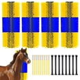 thumbnail image 2 of 4 Pcs Livestock Scratching Brushes, Upgraded Anti-Itch Relief for Cow, Horse, Goat - Screws Included for Easy Setup (Yellow), 2 of 9