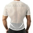 thumbnail image 6 of Leesechin Men's Short Sleeve Fishnet Shirt Mesh Sheer Tank Top Muscle T-Shirt Undershirt Rave Clubwear, 6 of 6
