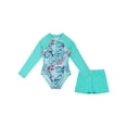 thumbnail image 3 of Sholeno Girls Rush Guard Swimsuit One Piece Toddler Girl Long Sleeve UPF50 Sun Protection Sunsuit Light Green 6, 3 of 6