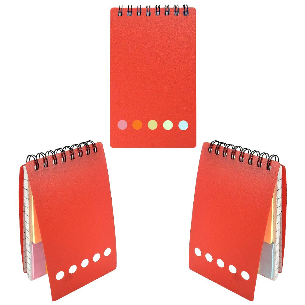 Pocket Business Notebook Spiral Lined Notepad Set With Sticky Notes