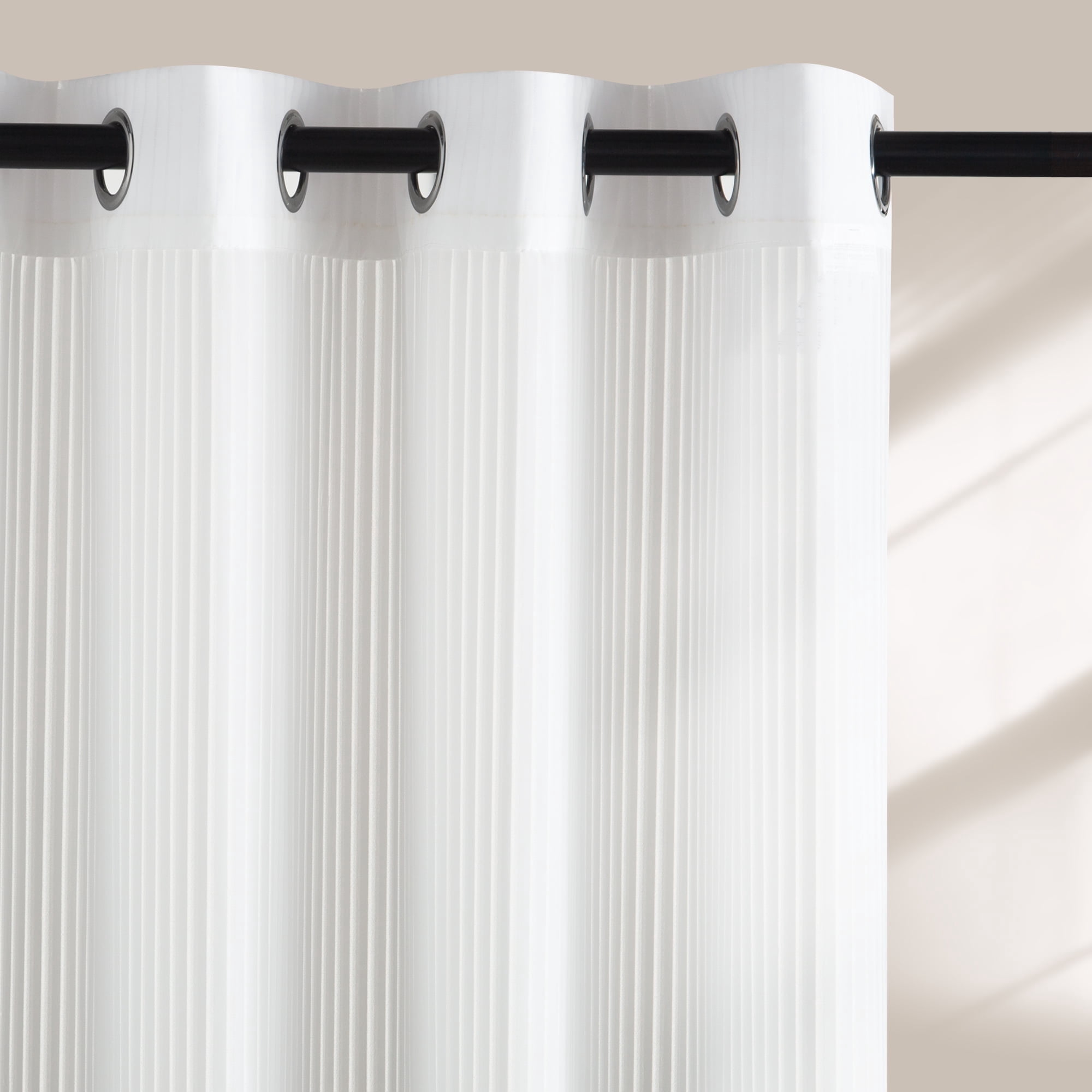 NICETOWN Sheer Curtains for Kitchen, Sheer Privacy Curtains Vertical Striped transparent texture Light Filtering Living Room Curtains Grommet Sheer Curtain Panels, White, 52"x63", 2 Panels