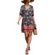 thumbnail image 2 of SAYOO - Vestido de manga corta con volantes para mujer, estampado de flores a la moda, cuello en V, cintura alta, vestido acampanado SAYOO  Moda, 2 of 7