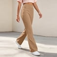 thumbnail image 5 of Womens High Waisted Yoga Pants Straight Leg Leggings Petite Regular, Side Pockets, Slim Fit, Solid Color, Women's Yoga Legging, Bell Bottom,Work Lounge Daily, 5 of 7