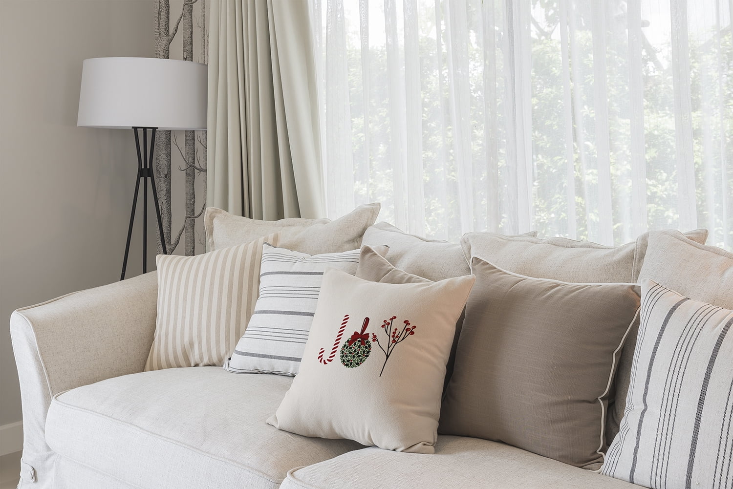 20" x 20" Simply Daisy Oh Joy! Polyester Accent Pillow, Ivory (1 Count)