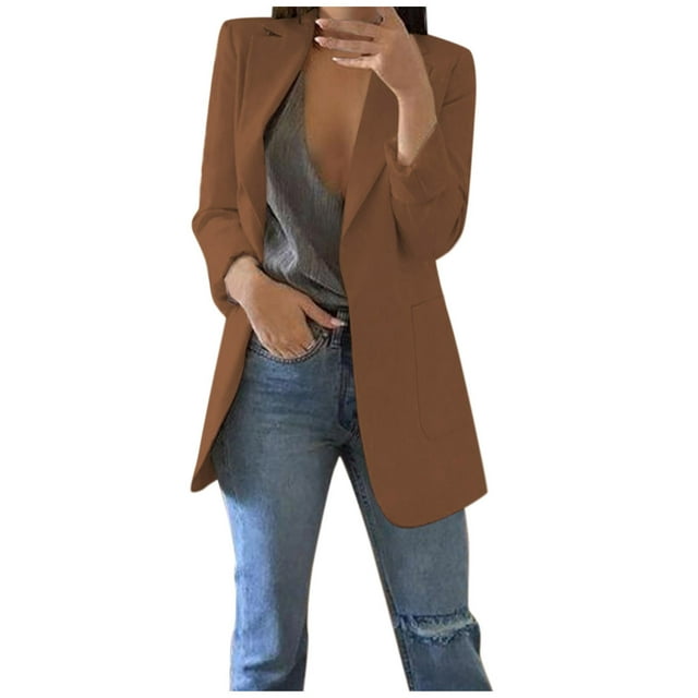 Femmes Costume de Bureau Solid Couleur Mode Blazer Unique Poitrine Tempérament Jacket Extensible Tunique Jacket Comfy Cardigan Bouton vers le Bas Élégant Outwear