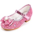 thumbnail image 1 of Zapatos planos Furdeour para niñas, talla 1, tacones altos rosas para fiestas, 1 of 9