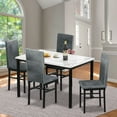 thumbnail image 3 of Kitchen Table and 4 Chairs Set, Metal Kitchen Table Sets Faux Marble Rectangular Breakfast Table w/Metal Legs & Black Finish Frame, Dining Table Sets for an Apartment Breakfast, Grey, SS1318, 3 of 11